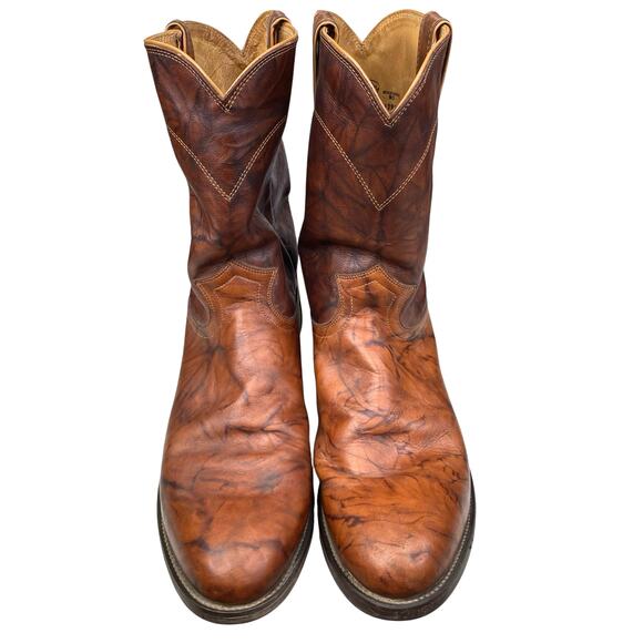 Justin Men’s Jackson Brown Leather Marbled Western Cowboy Boot Size US 13 D - Picture 7 of 10